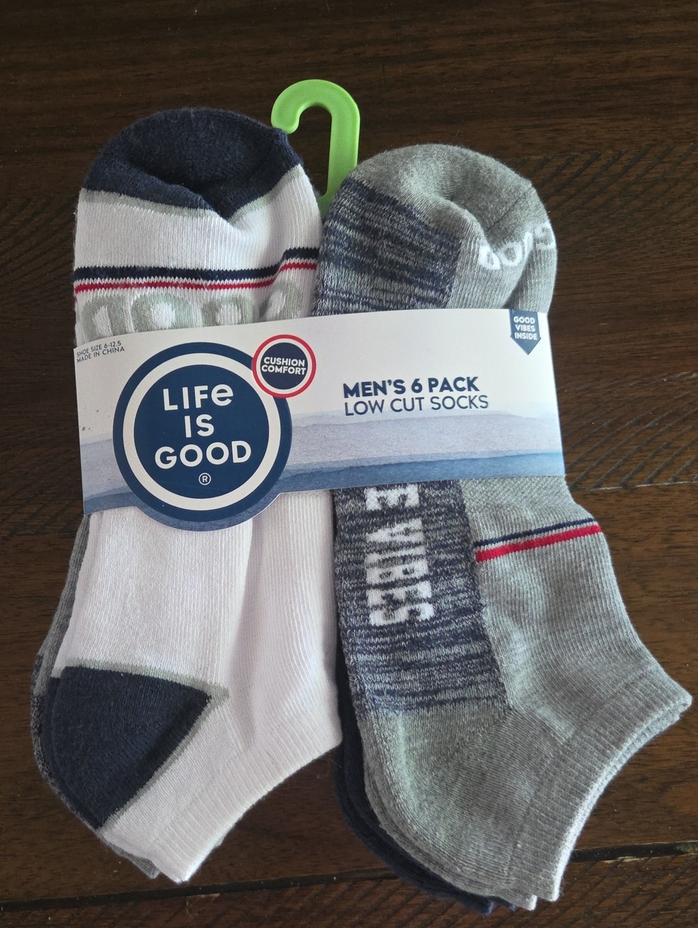 Life is Good Men's 6-Pack Low Cut Socks - White & Gray